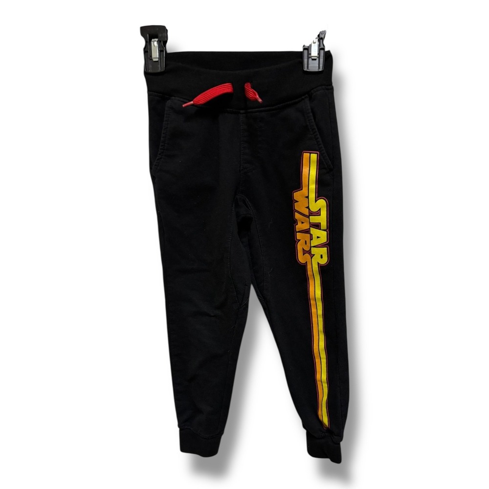 Star Wars Boys Black Graphic Jogger Sweatpants Red Drawstring‎ Kids Size XS